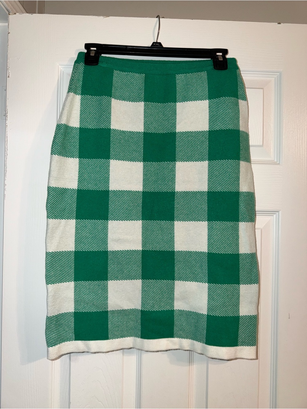 Skies Are Blue Green Gingham Sweater Skirt S High Waist Casual